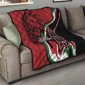 Happy Jamhuri Day Kenya Quilt Kenyan Lion and Maasai Shield