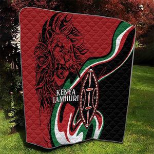 Happy Jamhuri Day Kenya Quilt Kenyan Lion and Maasai Shield