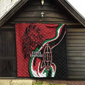 Happy Jamhuri Day Kenya Quilt Kenyan Lion and Maasai Shield