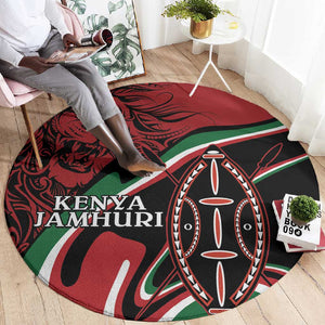 Happy Jamhuri Day Kenya Round Carpet Kenyan Lion and Maasai Shield