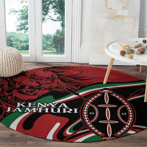 Happy Jamhuri Day Kenya Round Carpet Kenyan Lion and Maasai Shield