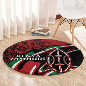 Happy Jamhuri Day Kenya Round Carpet Kenyan Lion and Maasai Shield