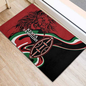 Happy Jamhuri Day Kenya Rubber Doormat Kenyan Lion and Maasai Shield