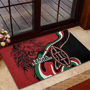 Happy Jamhuri Day Kenya Rubber Doormat Kenyan Lion and Maasai Shield