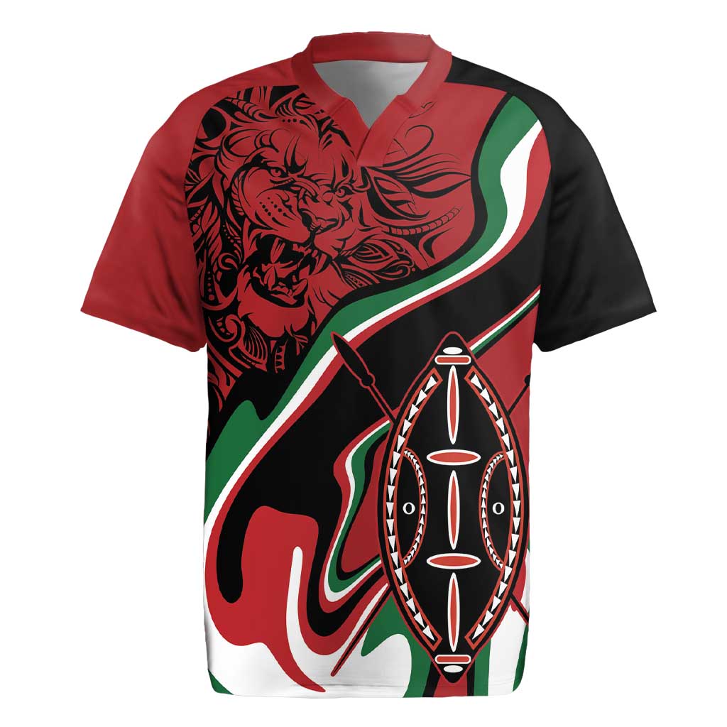 Happy Jamhuri Day Kenya Rugby Jersey Kenyan Lion and Maasai Shield