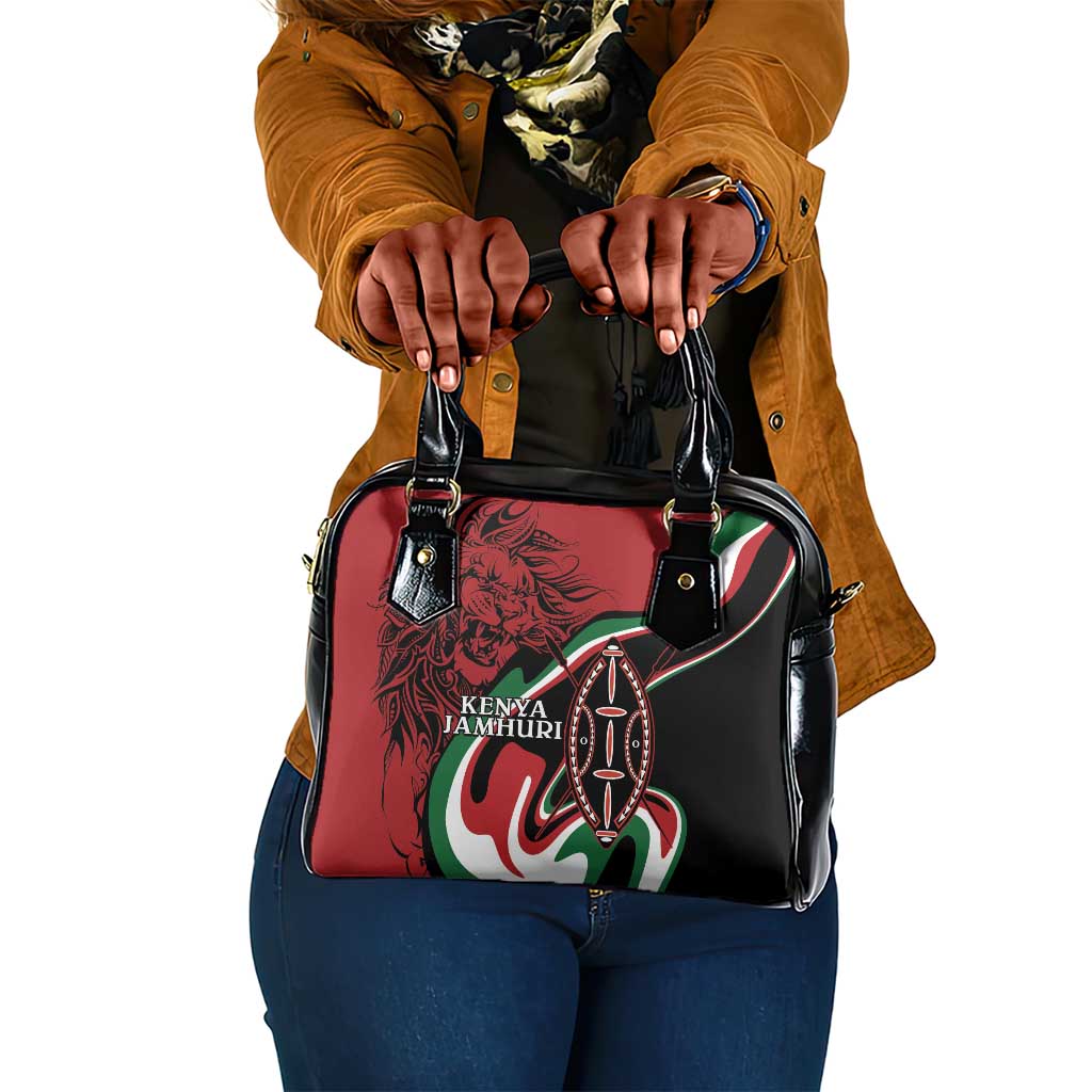 Happy Jamhuri Day Kenya Shoulder Handbag Kenyan Lion and Maasai Shield