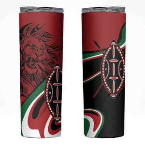 Happy Jamhuri Day Kenya Skinny Tumbler Kenyan Lion and Maasai Shield