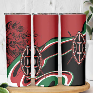 Happy Jamhuri Day Kenya Skinny Tumbler Kenyan Lion and Maasai Shield