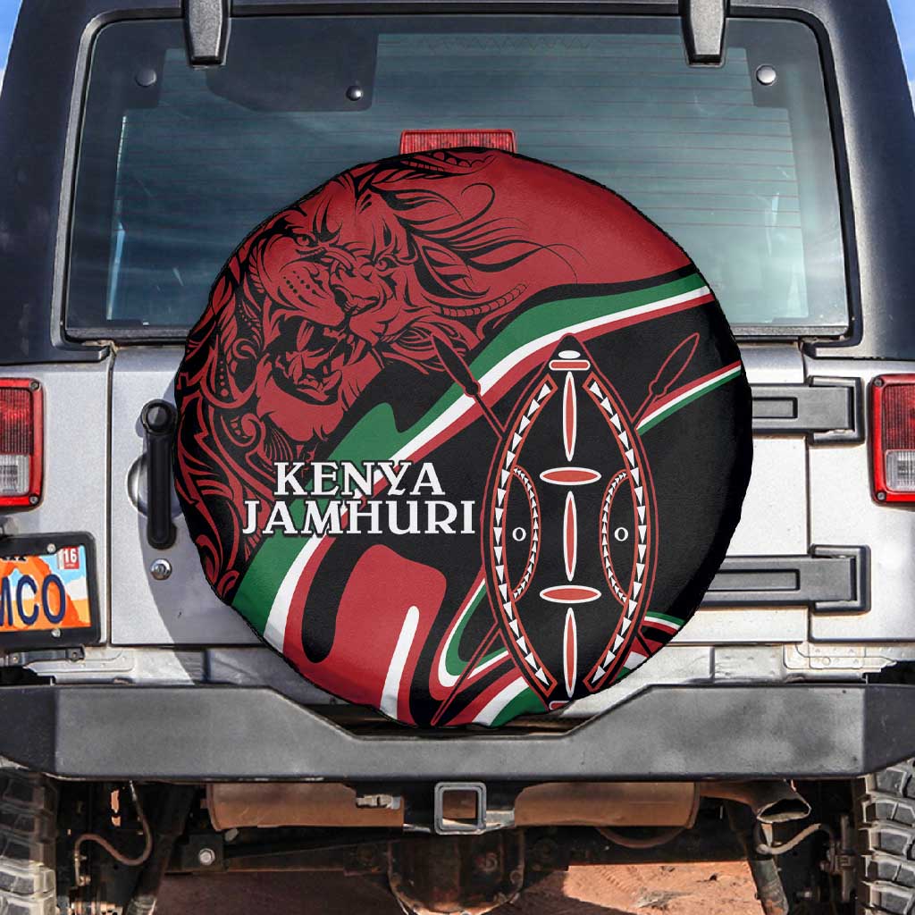 Happy Jamhuri Day Kenya Spare Tire Cover Kenyan Lion and Maasai Shield