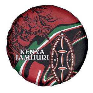 Happy Jamhuri Day Kenya Spare Tire Cover Kenyan Lion and Maasai Shield