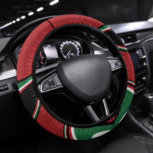 Happy Jamhuri Day Kenya Steering Wheel Cover Kenyan Lion and Maasai Shield