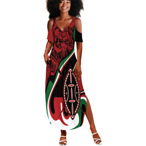 Happy Jamhuri Day Kenya Summer Maxi Dress Kenyan Lion and Maasai Shield