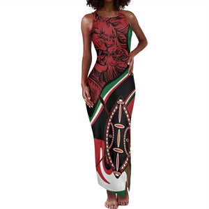 Happy Jamhuri Day Kenya Tank Maxi Dress Kenyan Lion and Maasai Shield