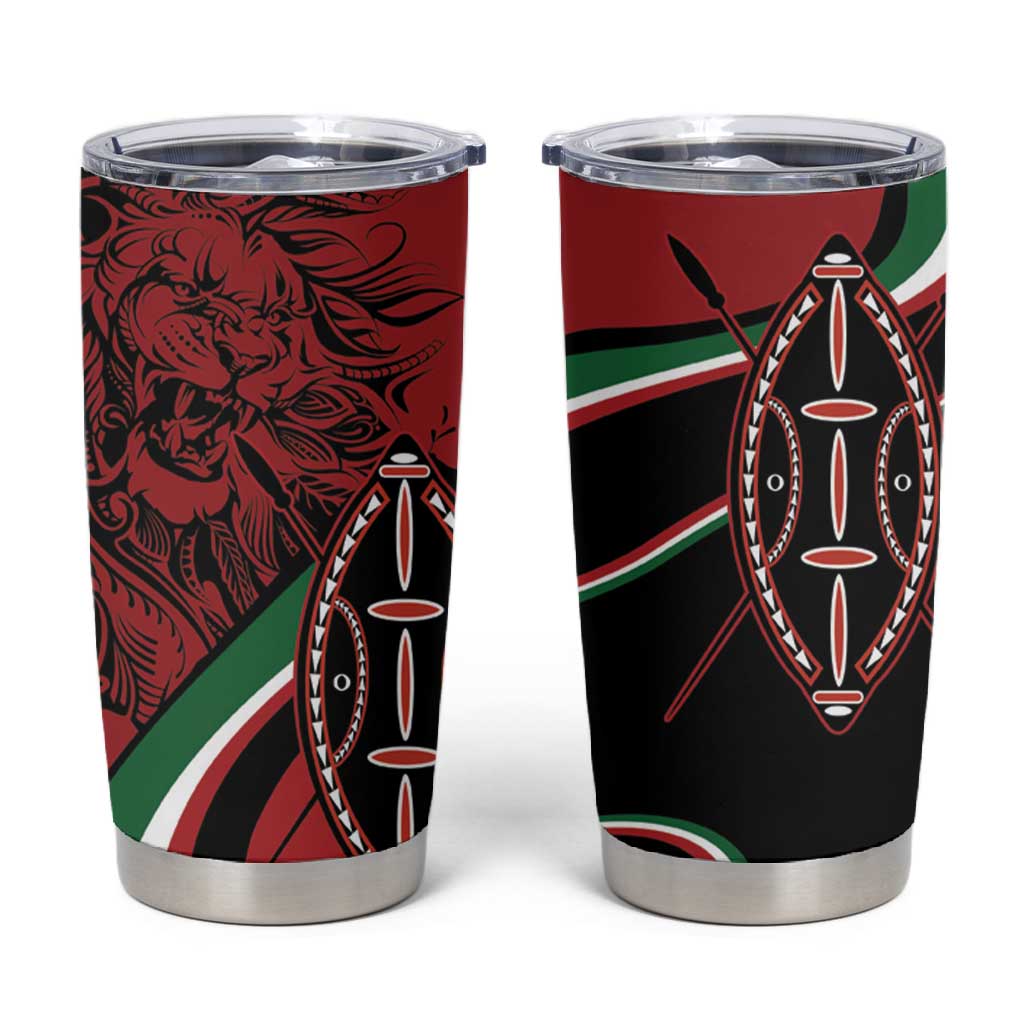 Happy Jamhuri Day Kenya Tumbler Cup Kenyan Lion and Maasai Shield