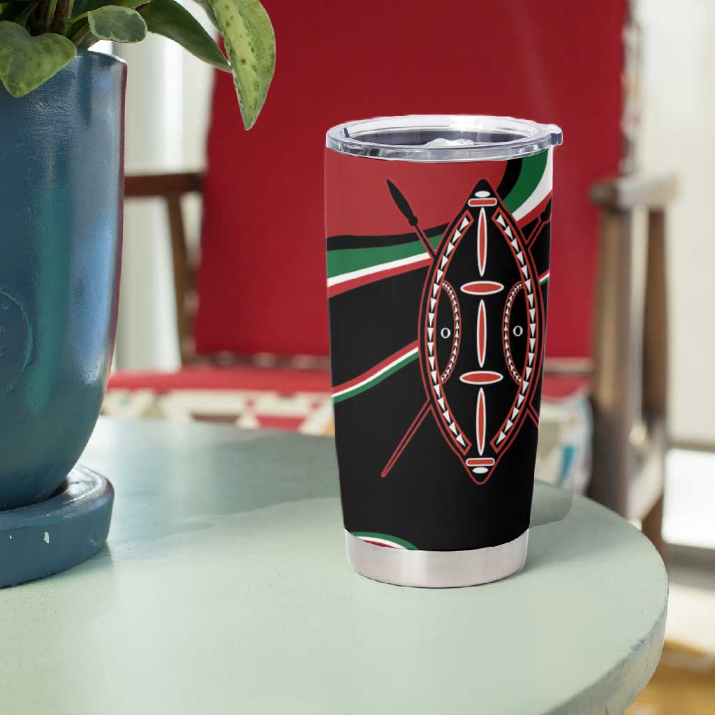 Happy Jamhuri Day Kenya Tumbler Cup Kenyan Lion and Maasai Shield