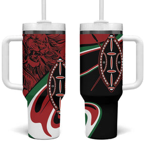 Happy Jamhuri Day Kenya Tumbler With Handle Kenyan Lion and Maasai Shield