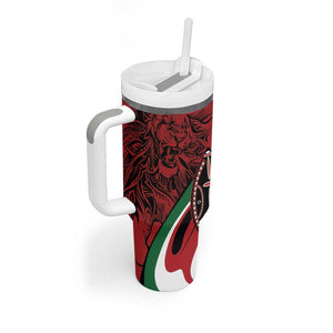 Happy Jamhuri Day Kenya Tumbler With Handle Kenyan Lion and Maasai Shield