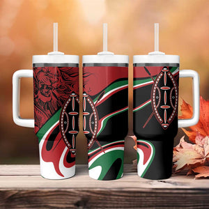 Happy Jamhuri Day Kenya Tumbler With Handle Kenyan Lion and Maasai Shield