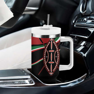 Happy Jamhuri Day Kenya Tumbler With Handle Kenyan Lion and Maasai Shield