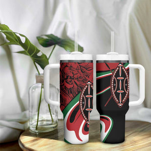 Happy Jamhuri Day Kenya Tumbler With Handle Kenyan Lion and Maasai Shield