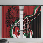 Happy Jamhuri Day Kenya Window Curtain Kenyan Lion and Maasai Shield