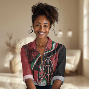 Happy Jamhuri Day Kenya Women Casual Shirt Kenyan Lion and Maasai Shield