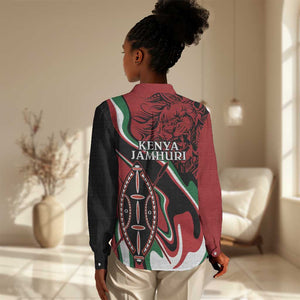 Happy Jamhuri Day Kenya Women Casual Shirt Kenyan Lion and Maasai Shield