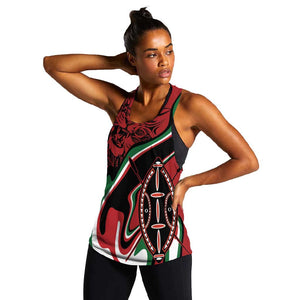 Happy Jamhuri Day Kenya Women Racerback Tank Kenyan Lion and Maasai Shield