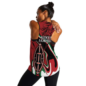 Happy Jamhuri Day Kenya Women Racerback Tank Kenyan Lion and Maasai Shield