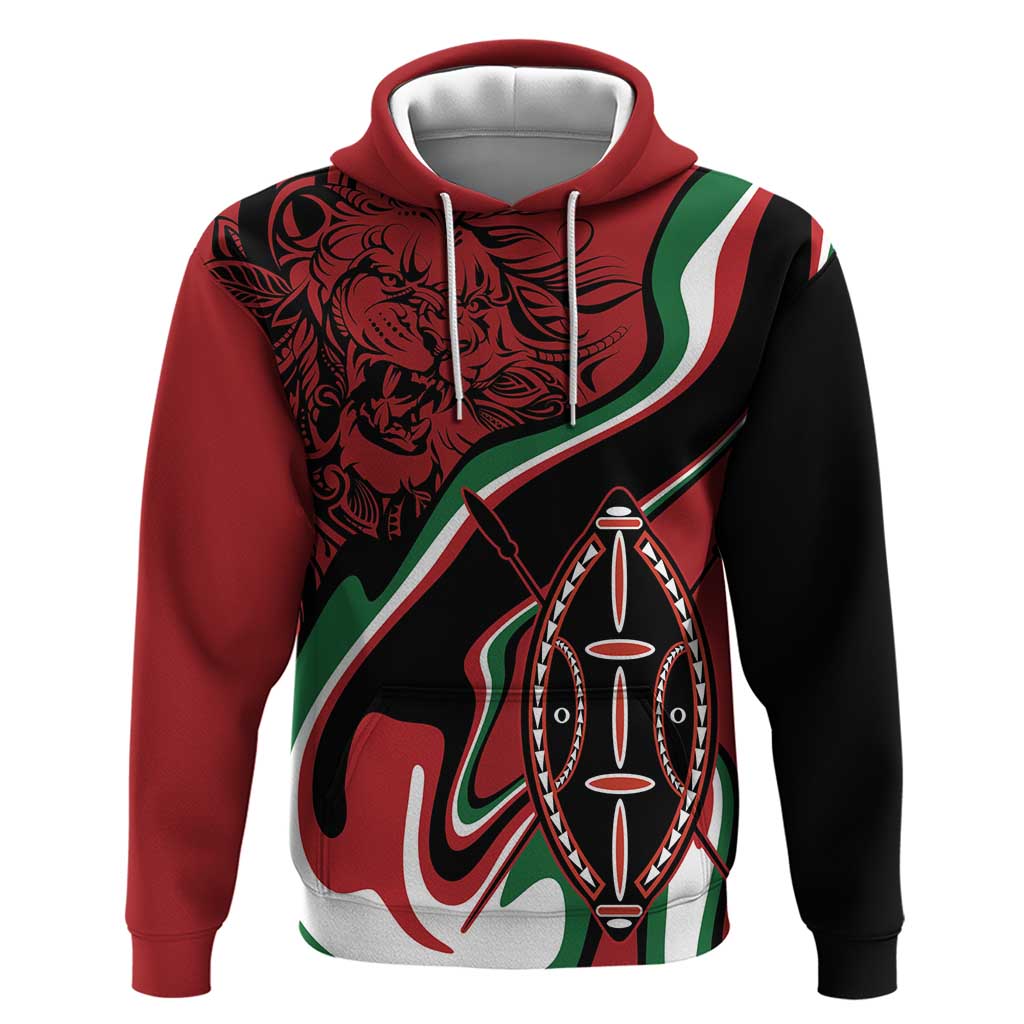 Happy Jamhuri Day Kenya Zip Hoodie Kenyan Lion and Maasai Shield