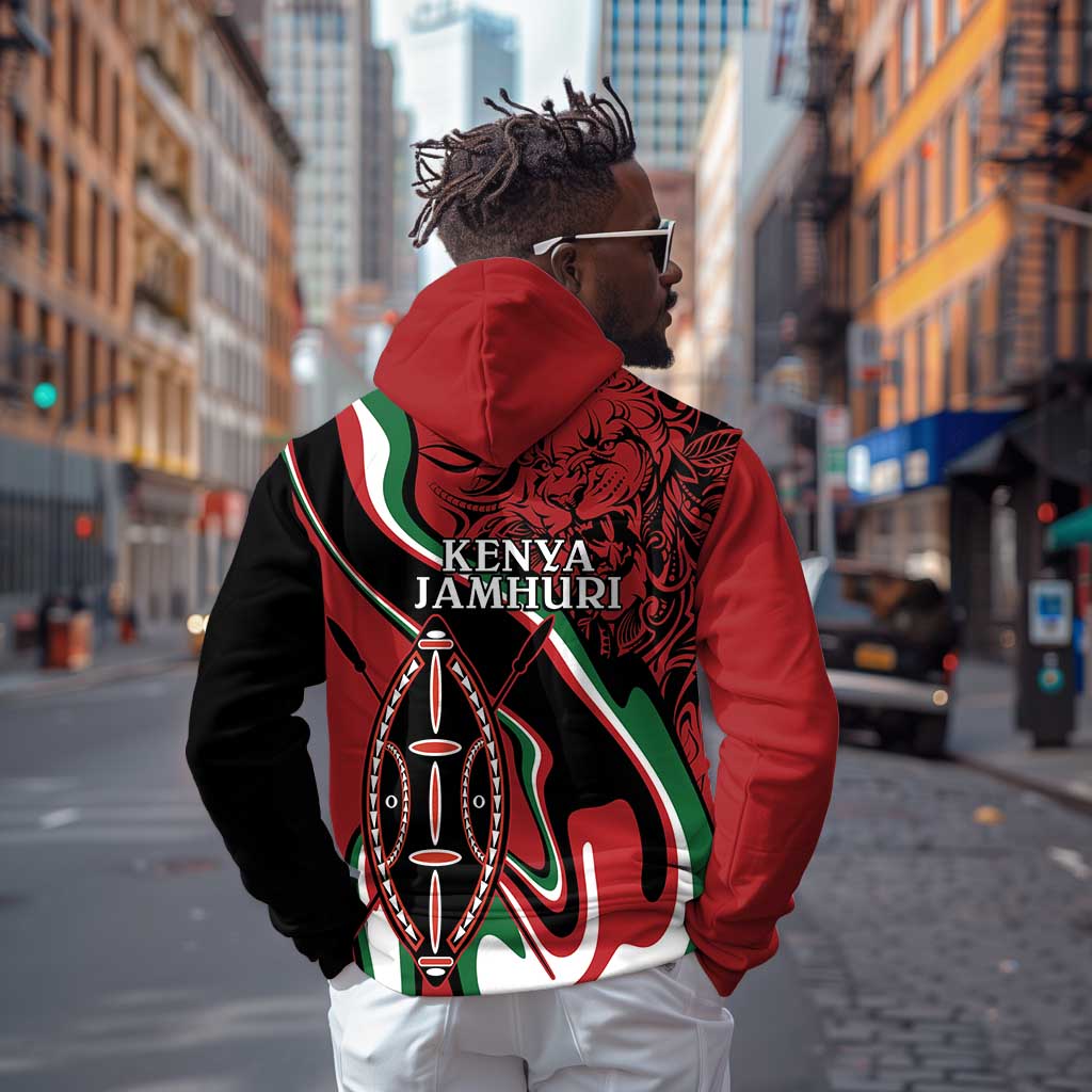 Happy Jamhuri Day Kenya Zip Hoodie Kenyan Lion and Maasai Shield