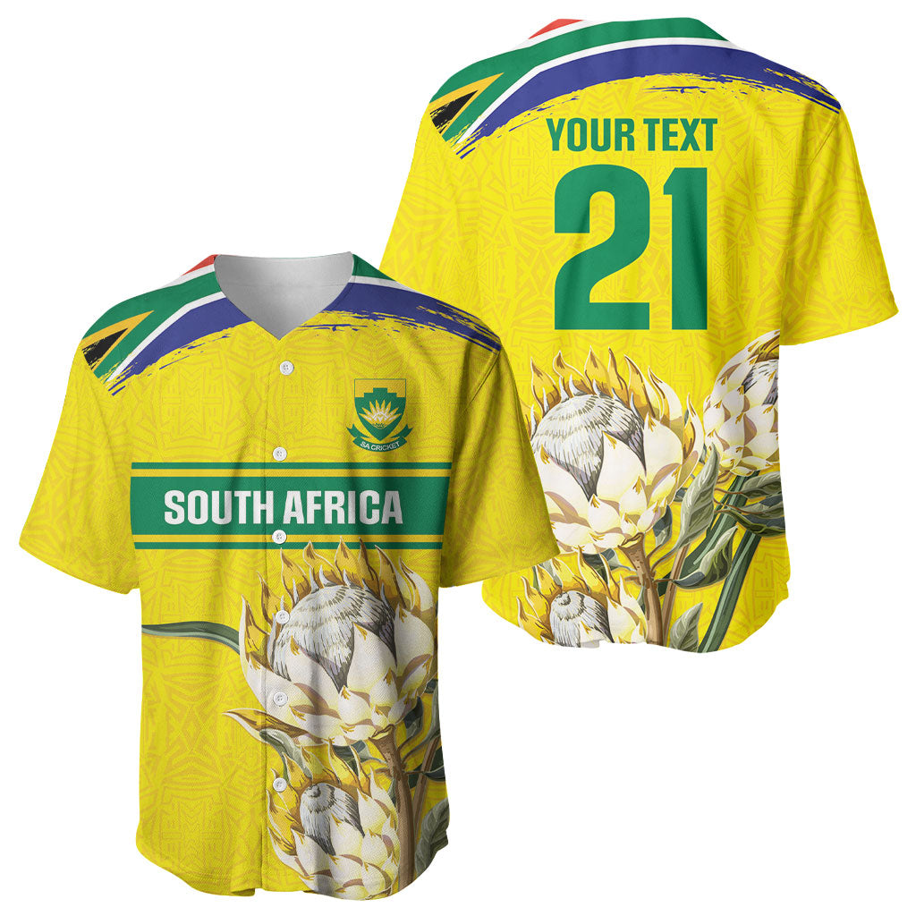 World Cricket Custom South Africa Baseball Jersey Protea Flower Come On Proteas!