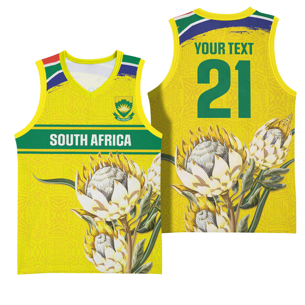 World Cricket Custom South Africa Basketball Jersey Protea Flower Come On Proteas!