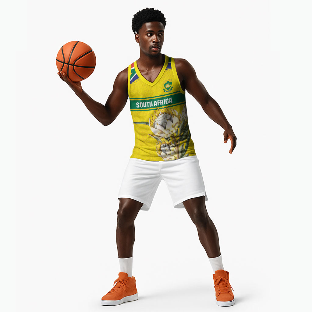 World Cricket Custom South Africa Basketball Jersey Protea Flower Come On Proteas!