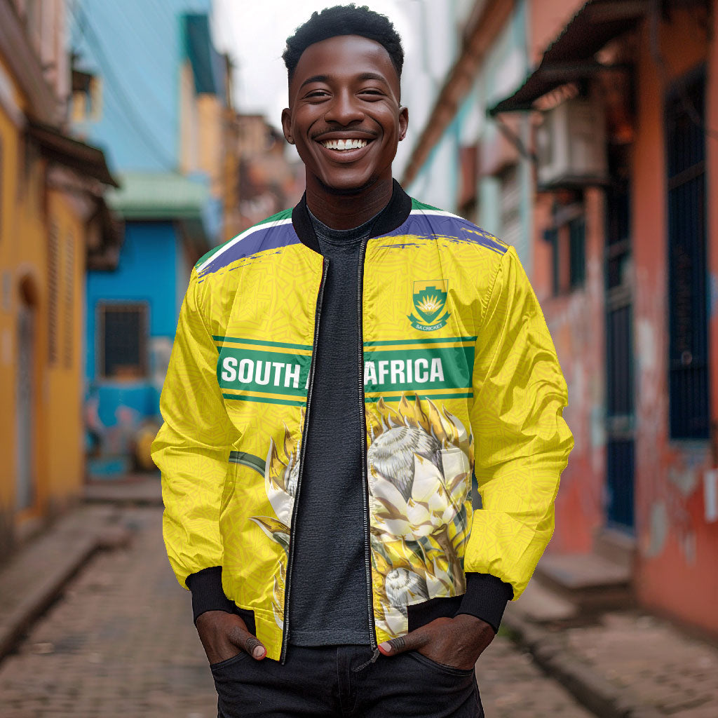 World Cricket Custom South Africa Bomber Jacket Protea Flower Come On Proteas!