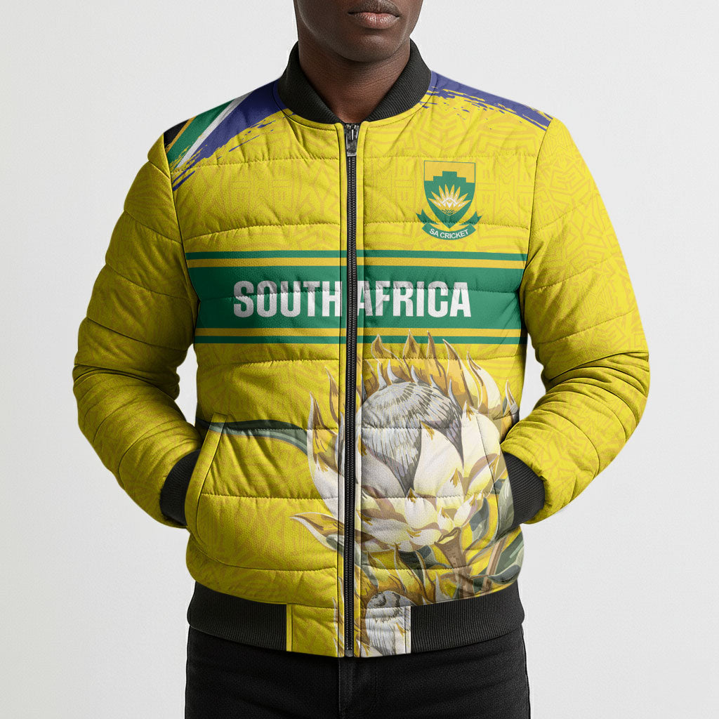 World Cricket Custom South Africa Bomber Puffer Jacket Protea Flower Come On Proteas!