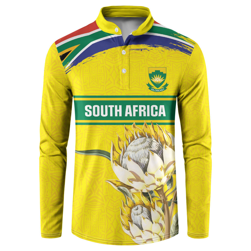 World Cricket Custom South Africa Button Sweatshirt Protea Flower Come On Proteas!