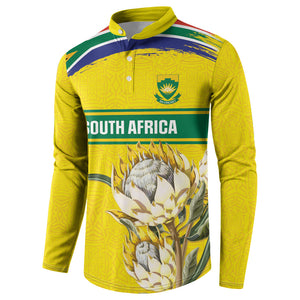 World Cricket Custom South Africa Button Sweatshirt Protea Flower Come On Proteas!
