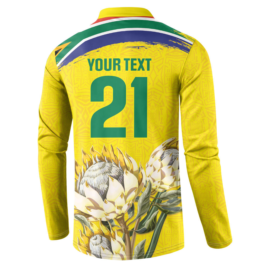 World Cricket Custom South Africa Button Sweatshirt Protea Flower Come On Proteas!