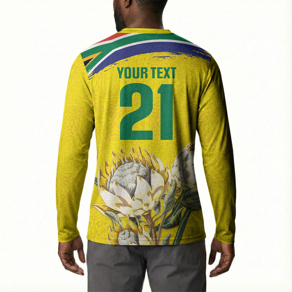 World Cricket Custom South Africa Button Sweatshirt Protea Flower Come On Proteas!