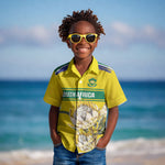 World Cricket Custom South Africa Kid Hawaiian Shirt Protea Flower Come On Proteas!