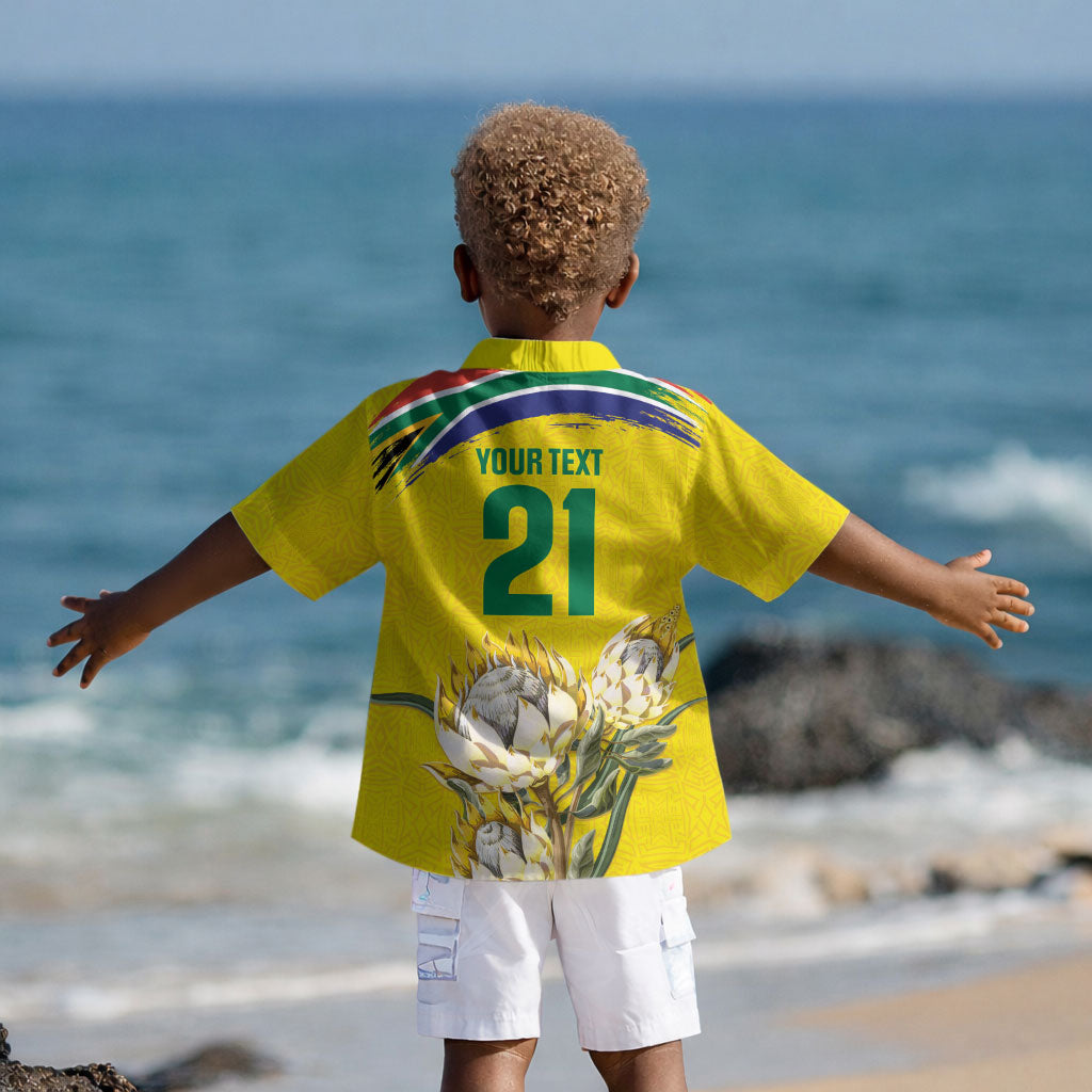 World Cricket Custom South Africa Kid Hawaiian Shirt Protea Flower Come On Proteas!