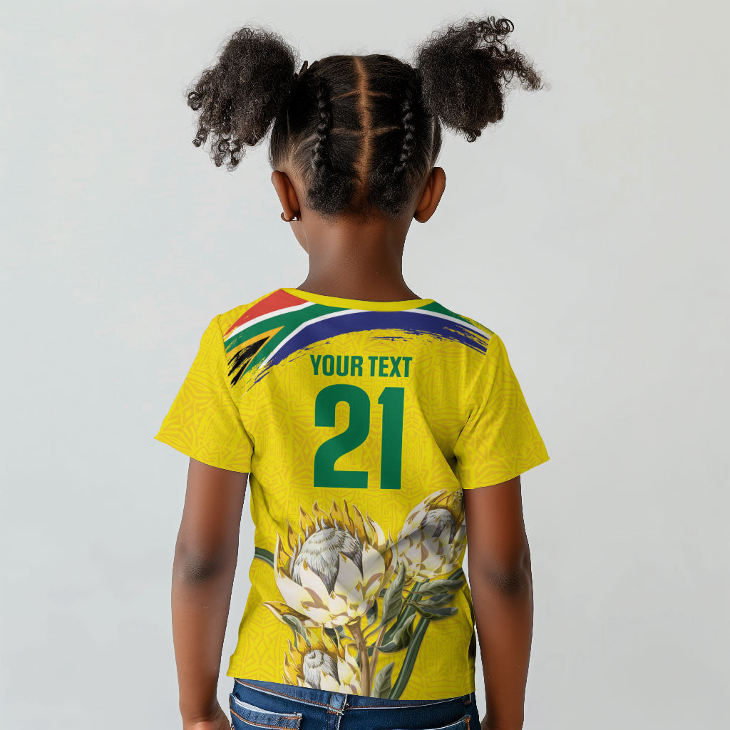 World Cricket Custom South Africa Kid T shirt Protea Flower Come On Proteas!