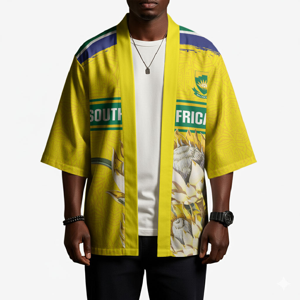 World Cricket Custom South Africa Kimono Protea Flower Come On Proteas!