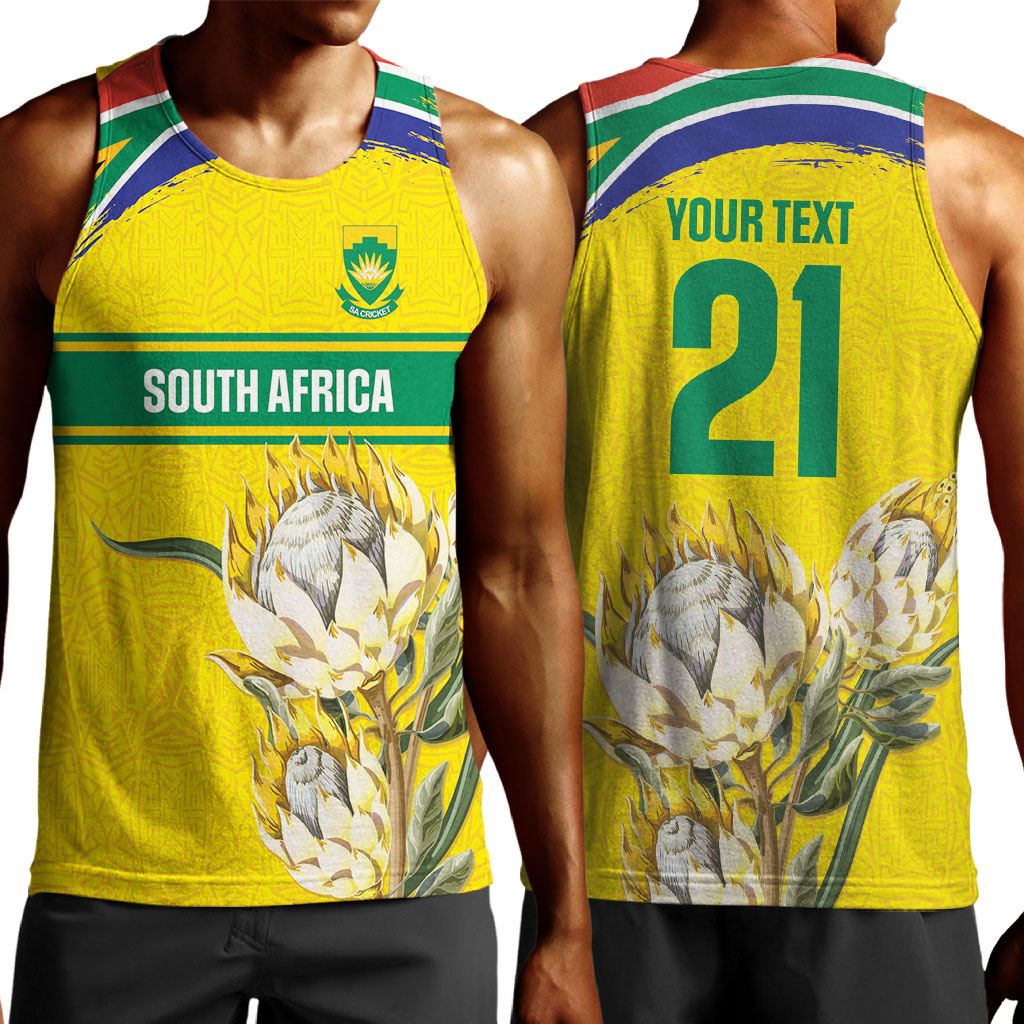 World Cricket Custom South Africa Men Tank Top Protea Flower Come On Proteas!