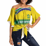 World Cricket Custom South Africa Off Shoulder Wrap Waist Top Protea Flower Come On Proteas!