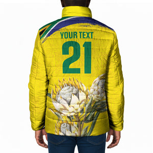 World Cricket Custom South Africa Padded Jacket Protea Flower Come On Proteas!