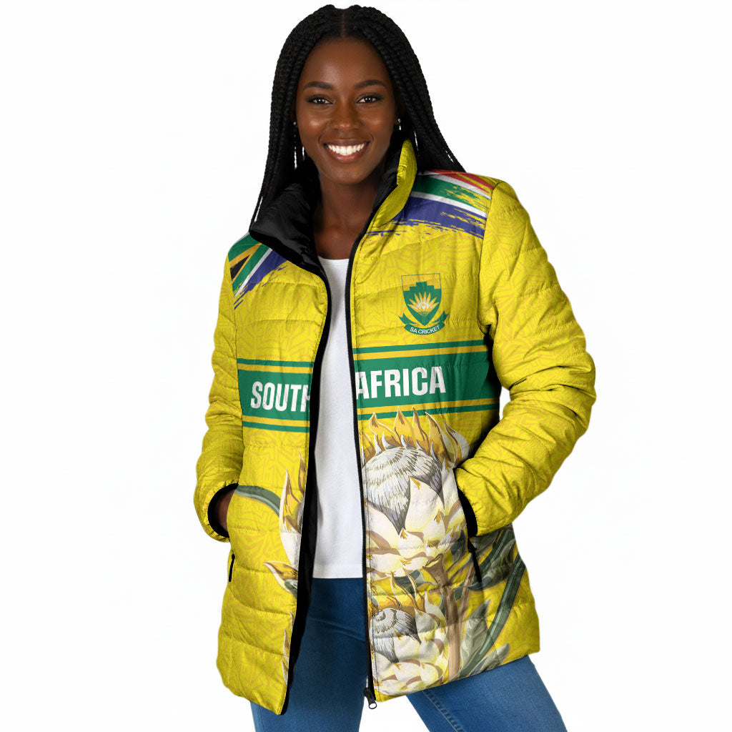 World Cricket Custom South Africa Padded Jacket Protea Flower Come On Proteas!