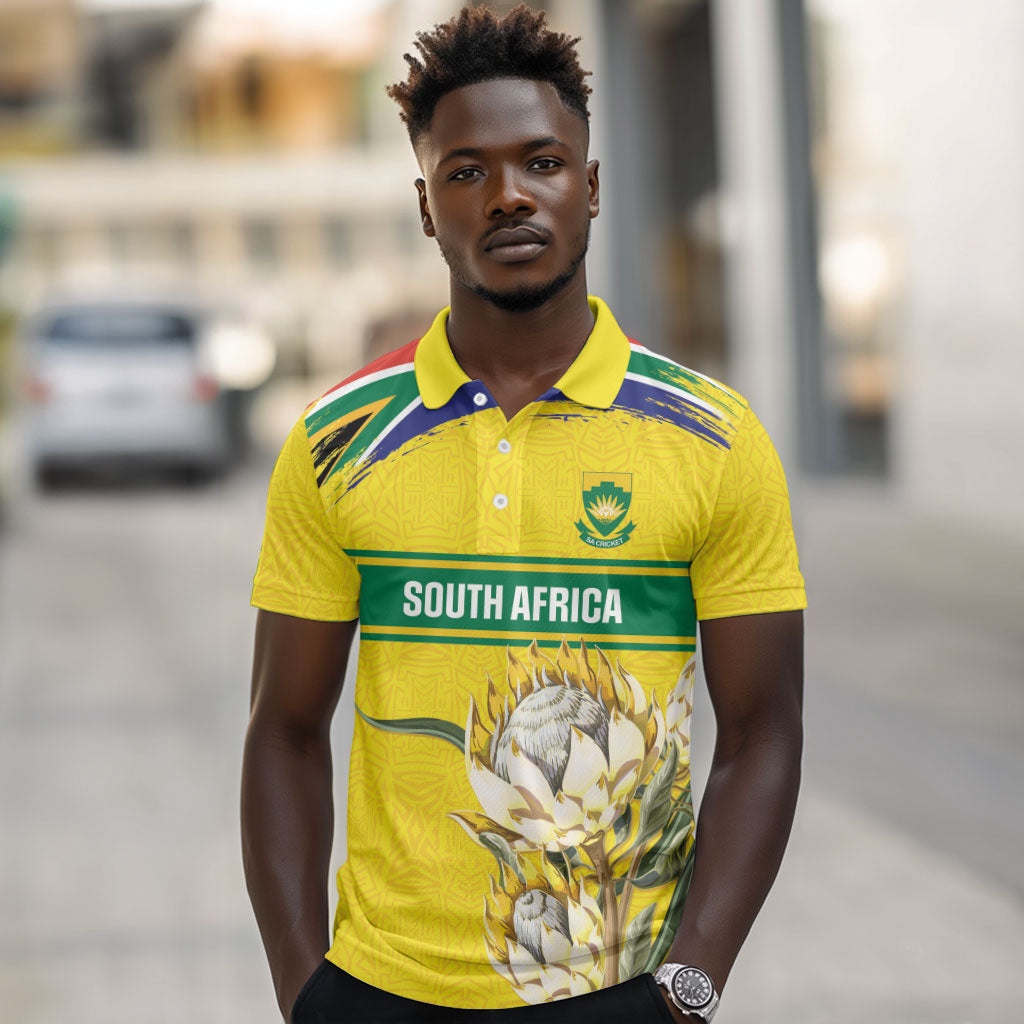World Cricket Custom South Africa Polo Shirt Protea Flower Come On Proteas!