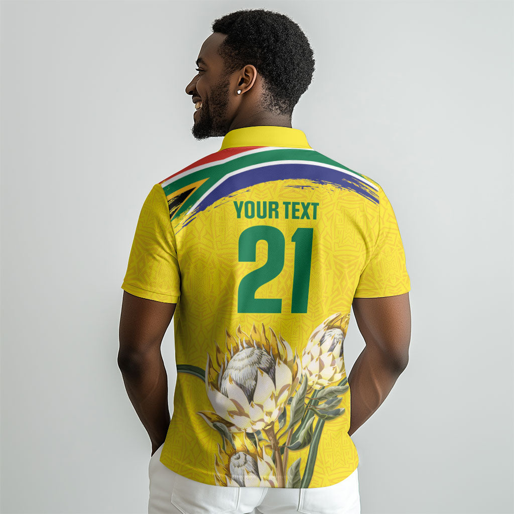 World Cricket Custom South Africa Polo Shirt Protea Flower Come On Proteas!